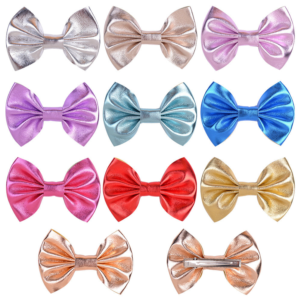 Clips de cabello de arco de cuero de color caramelo al por mayor